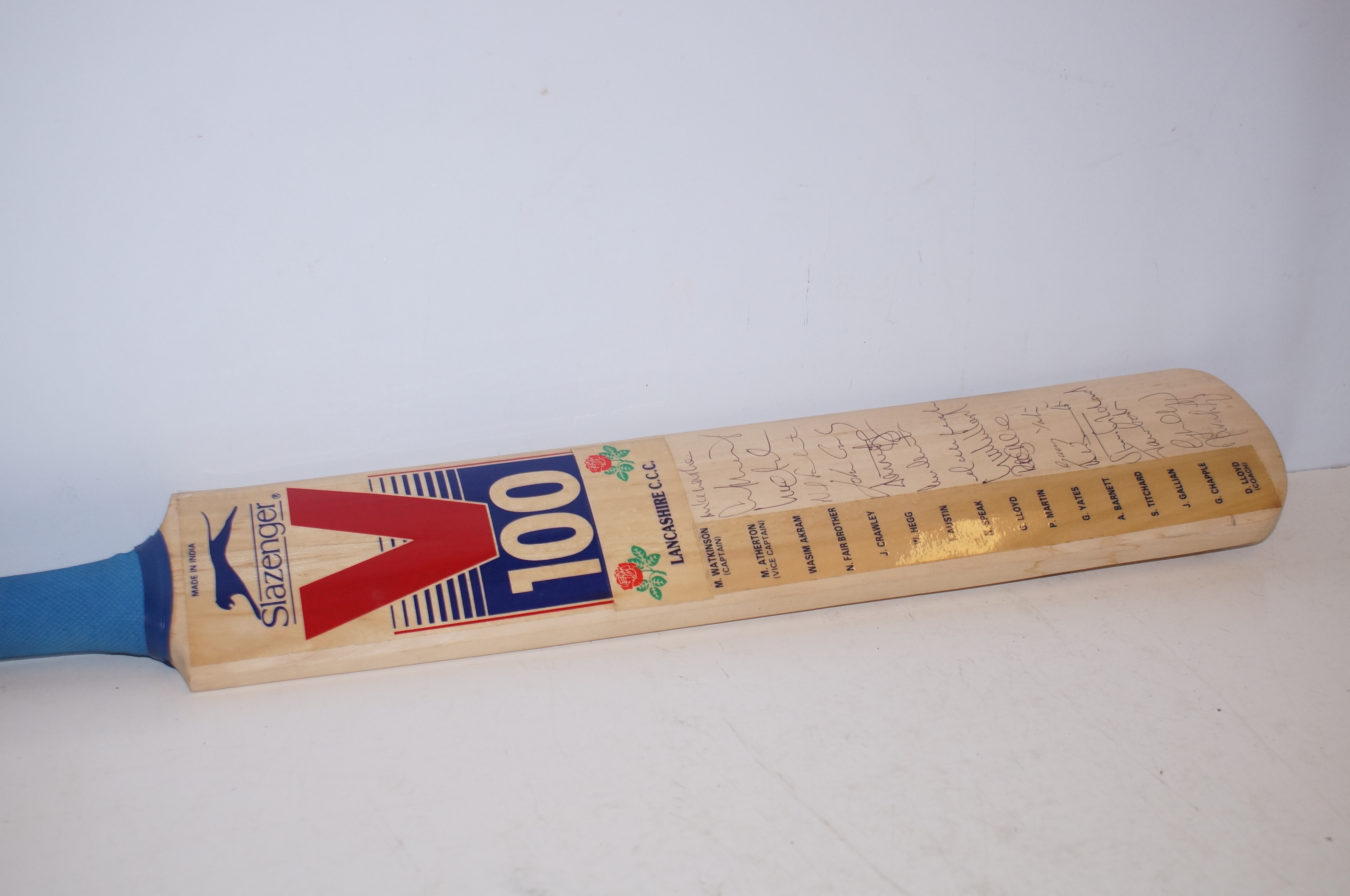 Lancashire Cricket Club Full Sized Cricket Bat Sig