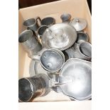 Box of Victorian and Pewter Tankards and Others