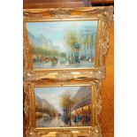 Pair of Oil On Canvas Parisian Street Scenes Signe