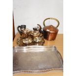 Silver Plated Tea Set, Copper Kettle and a Gallery