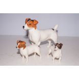 Beswick Jack Russell with two small Jack Russells