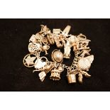 Silver Charm Bracelet with many Charms - 94g