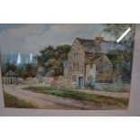 Signed Watercolour Cottage Scene, Signed lower lef