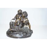 Heavy Bronze Figurine Mother and Child, Over 5kg -