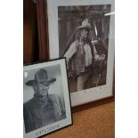 Two Framed Prints of John Wayne, Largest One 94cm