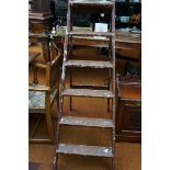 Set of Wooden Step Ladders with Platform