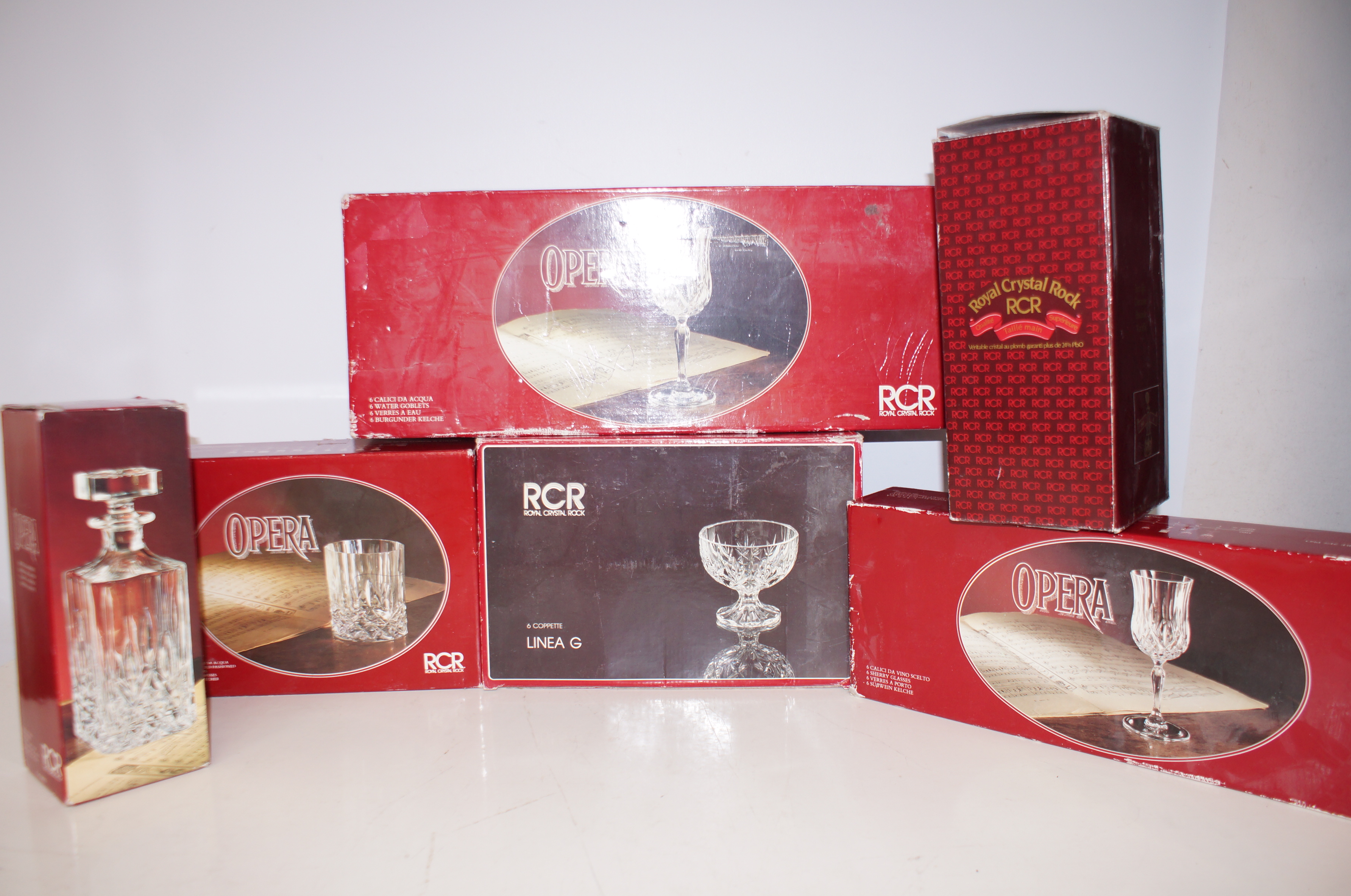 6 Boxes of Royal Crystal Rock Glass Ware