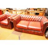 Two Seater and One Seater Leather Chesterfield (In