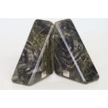 A pair of Connemara marble bookends by Gerrads