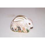 Royal crown Derby baby rosely rabbit with gold sto