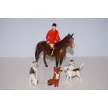 Beswick huntsman, with four hounds and fox (slight