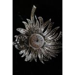 Unusual and Rare Silver Brooch with hidden Watch,