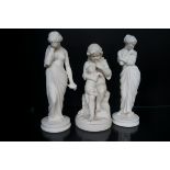 3x Parian ware, classical figures