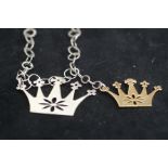 Designer silver necklace with crown pendants
