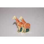 Royal crown Derby pair of mini giraffes, boxed
