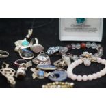 Collection of costume jewellery, mainly silver