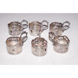 6 continental silver shot glass holders