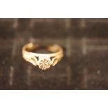 9ct Gold Ring with Illusion Cut Diamond - Size K.5