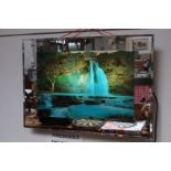 Laminated Mirror with Moving Waterfall and Music