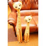 Two Wooden Cats - Tallest 100cm h