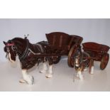 Two Horse and Cart - 34cm w