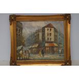 Oil on Canvas Parisian Scene Signed Burnett