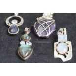 4x Silver and Glass Pendants