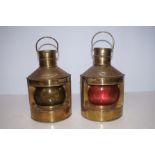 Pair of Reproduction Ships Lamp Port and Starboard