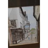 Signed street scene watercolour