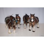 Four Shire Horses - Tallest 26cm h