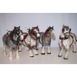 Four Grey Shire Horses - Tallest 29cm h