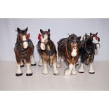 Four Shire Horses - Largest 28cm h