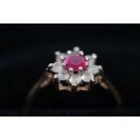 9ct gold ring with pink stone