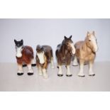 Four Shire Horses - Largest 22cm h