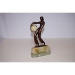 Art Nouveau Style Bronze Figure on Onyx Base Signe