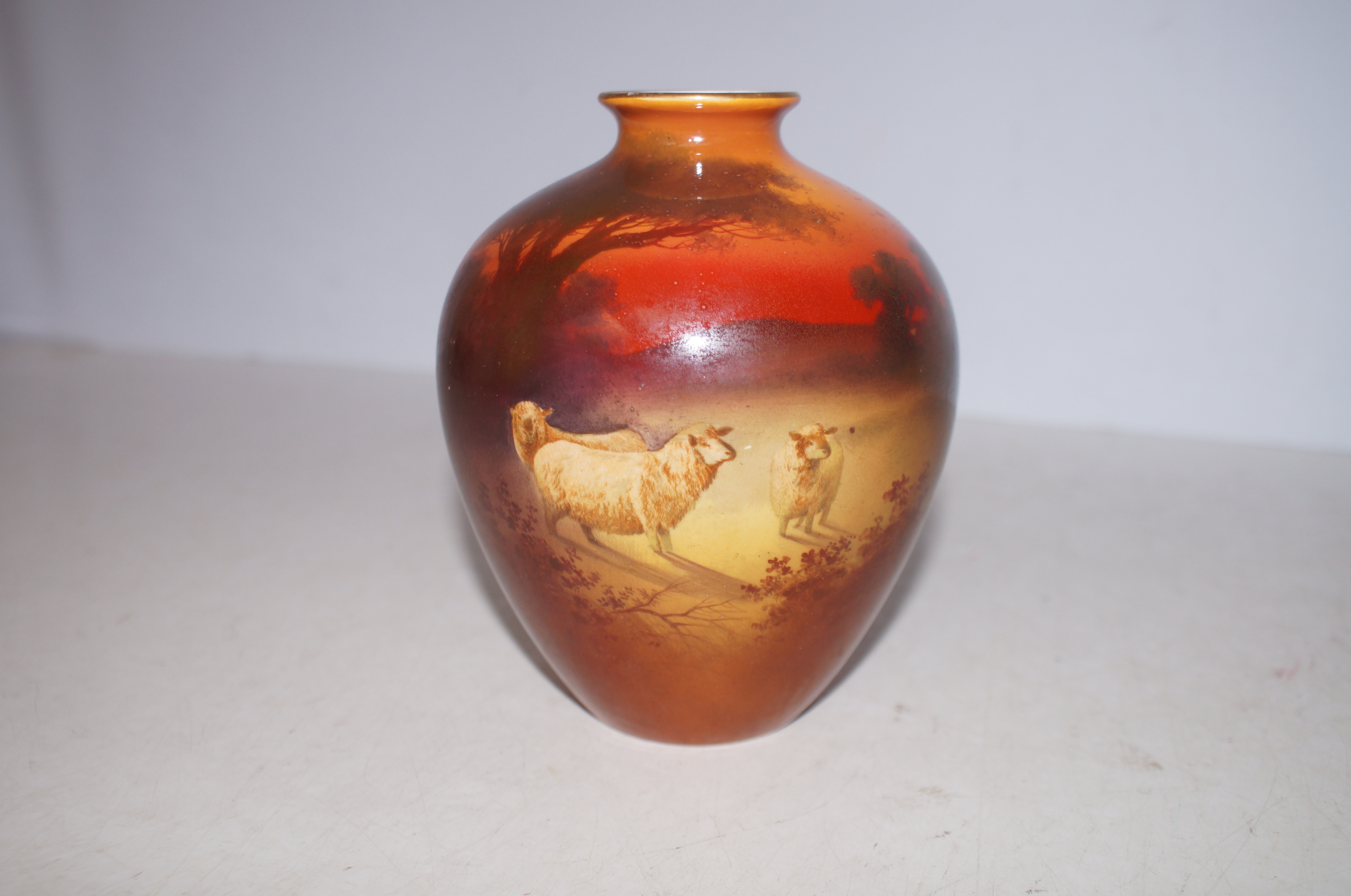 Early Royal Doulton Vase with Sheep Decoration - 1