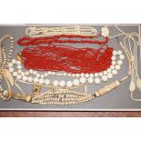 Collection of Coral, Bone and possibly Ivory Beads
