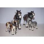 Four Shire Horses - Tallest 28cm h