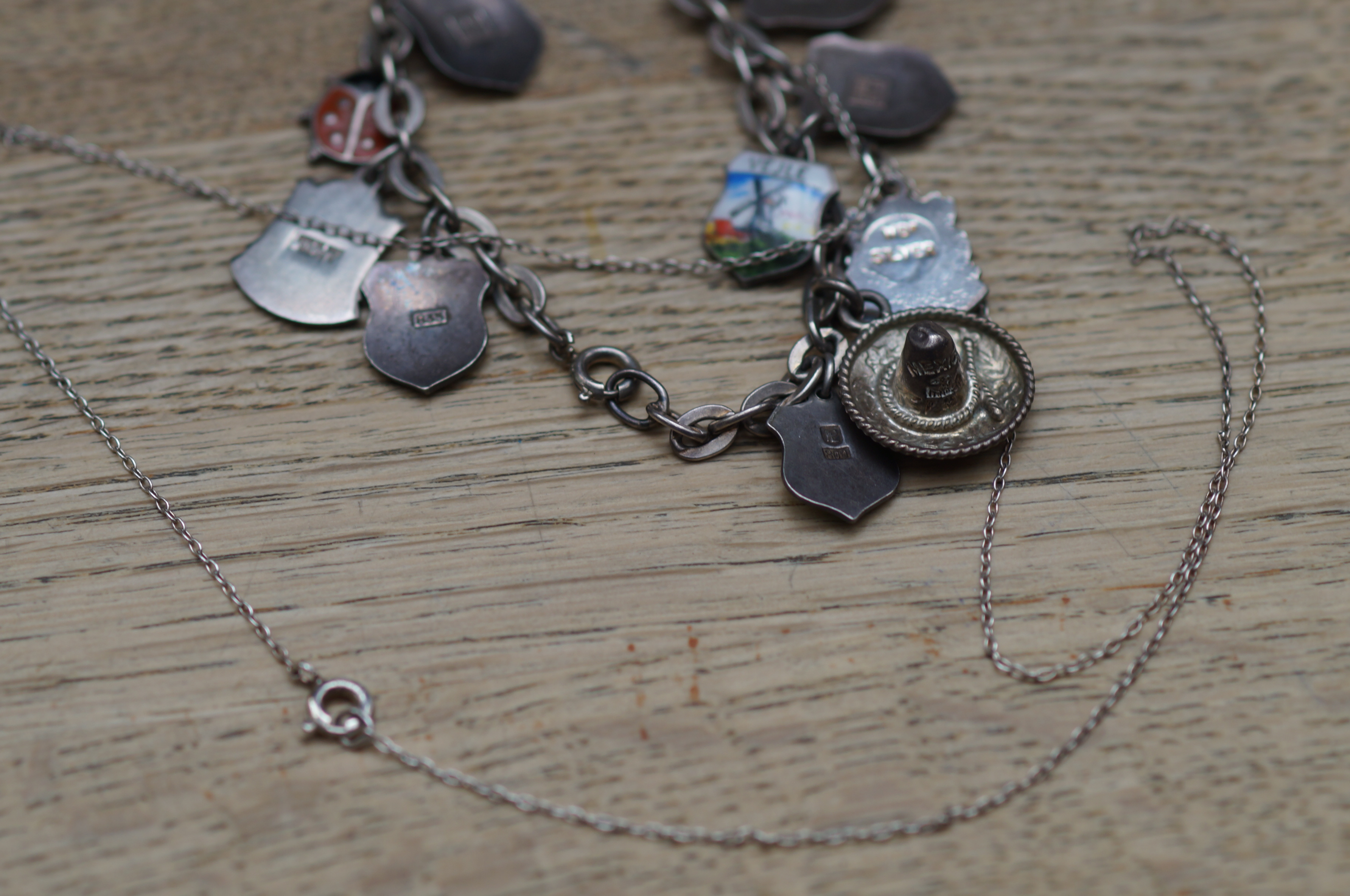 Silver charm bracelet & necklace