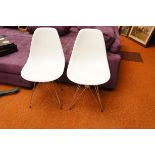 Pair of Designer Chairs with Chrome Undercarriage