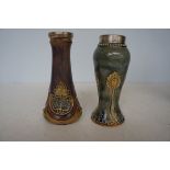 Two Royal Doulton Stone Ware Vases, both with Silv