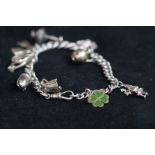 Silver charm bracelet with 9 charms