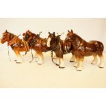 Collection of Four Shire Horses - Tallest 22cm h