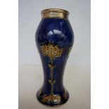 Early Royal Doulton Stone Ware Vase with Silver Ri