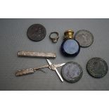 Silver Scissors, Four Cartwheel Pennies, Victorian