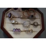 Collection of Nine Silver Rings in Presentation Bo