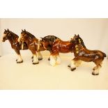Collection of Four Shire Horses - Tallest 28cm h
