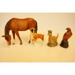 Royal Doulton Horse, A Beswick Bulldog and Two Whi