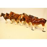 Collection of Six Shire Horses - Tallest 21cm h