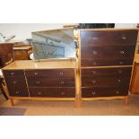 G-Plan Mirrored Dressing Table and a Five Drawer Chest, together with matching double wardrobe (not